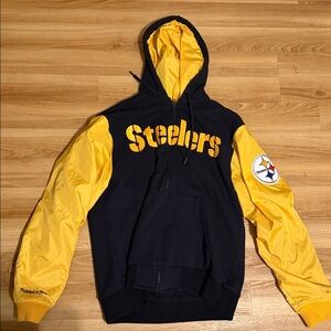 Mitchell & Ness Hardwood Classics Black and Gold Steelers Bomber Jacket